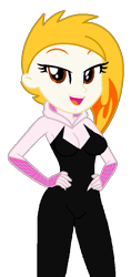 Size: 417x887 | Tagged: safe, artist:robertsonskywa1, flare (g5), equestria girls, g4, g5, my little pony: tell your tale, clothes, equestria girls-ified, female, g5 to equestria girls, g5 to g4, generation leap, hand on hip, marvel, photo, simple background, solo, spider-gwen, spider-man, spider-man: across the spider-verse, suit, transparent background