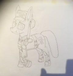 Size: 2891x3024 | Tagged: safe, artist:unlucky69, oc, oc only, hybrid, mule, fallout equestria, enclave, enclave lieutenant, enclave officer, enclave uniform, male, sketch, solo, traditional art, uniform