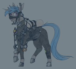 Size: 2300x2100 | Tagged: safe, artist:stray prey, oc, oc only, oc:lucent, pony, unicorn, horn, scuba gear, solo, unicorn oc, wetsuit