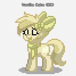 Size: 600x600 | Tagged: safe, artist:glaceon95, oc, oc only, oc:vanilla cake, earth pony, pony, pony town, bow, clothes, female, hair bow, mare, scarf, simple background, solo, white background