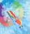 Size: 3000x3400 | Tagged: safe, alternate version, artist:umsx, rainbow dash, pegasus, pony, g4, female, flying, mare, rainbow, sky, solo, sonic rainboom, spread wings, wings