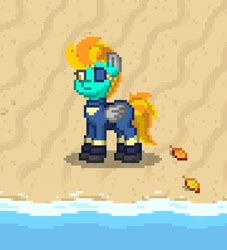 Size: 1080x1190 | Tagged: safe, lightning dust, pegasus, pony, pony town, g4, alternate universe, clothes, solo, uniform, water