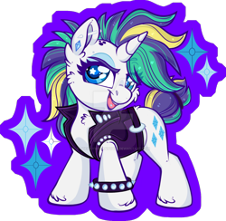 Size: 1600x1563 | Tagged: safe, artist:thehaywaiianhorse, rarity, pony, g4, alternate hairstyle, deviantart watermark, obtrusive watermark, partially transparent background, punk, raripunk, solo, watermark