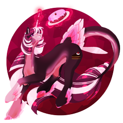 Size: 2000x2000 | Tagged: safe, artist:oneiria-fylakas, oc, oc:cherry chocolate, pony, unicorn, cake, female, food, horn, magic, mare, solo, tail, tail feathers