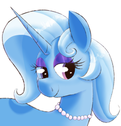 Size: 822x851 | Tagged: safe, artist:xppp1n, trixie, unicorn, g4, alternate hairstyle, bust, female, horn, jewelry, mare, necklace, pearl necklace, simple background, solo, transparent background