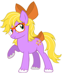 Size: 720x885 | Tagged: safe, artist:lucky bolt, artist:pegasski, oc, oc only, oc:misty breeze, earth pony, pony, base used, bow, determined, farmer, feathered fetlocks, female, glasses, hair bow, heterochromia, raised hoof, simple background, solo, tail, tail bow, transparent background