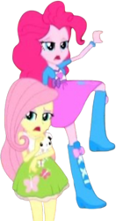 Size: 1327x2520 | Tagged: safe, edit, edited screencap, editor:homersimpson1983, screencap, fluttershy, pinkie pie, equestria girls, g4, background removed, duo, duo female, female, not a vector, simple background, transparent background