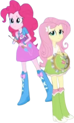 Size: 1537x2520 | Tagged: safe, edit, edited screencap, editor:homersimpson1983, screencap, fluttershy, pinkie pie, human, equestria girls, g4, background removed, blurry, drumsticks, duo, duo female, female, musical instrument, not a vector, simple background, tambourine, transparent background