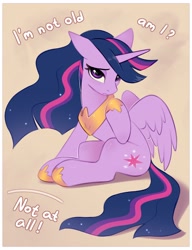 Size: 1976x2574 | Tagged: safe, artist:taneysha, twilight sparkle, alicorn, pony, g4, cute, dialogue, ethereal mane, ethereal tail, female, hoof shoes, horn, looking at you, mare, older, older twilight, older twilight sparkle (alicorn), partially open wings, passepartout, peytral, princess shoes, princess twilight 2.0, sitting, solo, sparkly mane, sparkly tail, tail, twiabetes, twilight sparkle (alicorn), wings