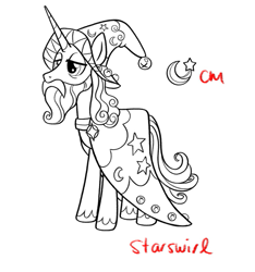 Size: 489x523 | Tagged: safe, star swirl the bearded, unicorn, g4, leak, concept art, horn, male, simple background, solo, stallion, white background