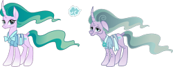 Size: 1017x394 | Tagged: safe, mistmane, unicorn, g4, leak, .svg available, concept art, curved horn, early design, female, horn, mare, simple background, solo, vector, white background, young mistmane