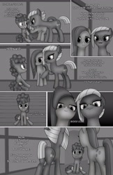 Size: 1989x3072 | Tagged: safe, artist:anonymousandrei, derpibooru exclusive, li'l cheese, limestone pie, marble pie, earth pony, pony, comic:life of li'l cheese, g4, aunt and nephew, colt, comic, dialogue, female, foal, male, mare, older limestone pie, older marble pie, pie family home, talking