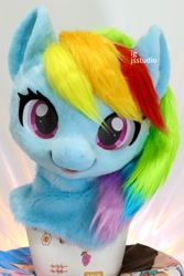 Size: 1366x2048 | Tagged: safe, artist:jssabcde, rainbow dash, pegasus, pony, g4, bust, fursuit, irl, photo, ponysuit, portrait, solo