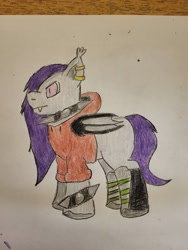 Size: 3000x4000 | Tagged: safe, artist:volk204, bat pony, boots, clothes, hoodie, shoes, solo, traditional art