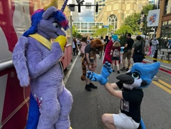 Size: 2048x1536 | Tagged: safe, twilight sparkle, alicorn, g4, 2024, anthrocon, crossover, crossover shipping, duo focus, female, furry, fursuit, irl, jewelry, male, meme, mordecai, mordetwi, outdoors, photo, ponysuit, regalia, regular show, shipping, straight, twilight sparkle (alicorn)