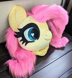 Size: 1907x2048 | Tagged: safe, artist:sophie scruggs, fluttershy, g4, clothes, cosplay, costume, front view, fursuit head, irl, photo, ponysuit, solo