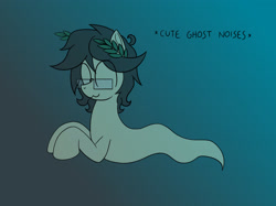 Size: 2667x2000 | Tagged: safe, artist:laurelcrown, oc, oc only, oc:laurel crown, ghost, ghost pony, pony, undead, colored, cute, digital art, flat colors, gradient background, solo