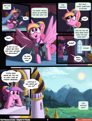 Size: 3541x4648 | Tagged: safe, artist:angusdra, artist:lummh, princess cadance, prismia, smarty pants, alicorn, pony, comic:the princess of love, g4, absurd resolution, comic, cute, cutedance, female, horn, jewelry, male, mare, necklace, pendant, speech bubble, sun, teen princess cadance, telepathy, thought bubble, wings, younger