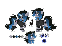 Size: 8000x6000 | Tagged: safe, artist:crazysketch101, oc, oc only, pony, unicorn, absurd resolution, goth, horn, reference sheet, simple background, solo, transparent background