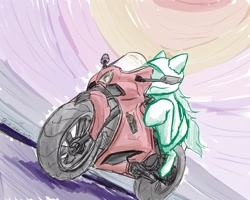 Size: 2500x2000 | Tagged: safe, artist:cole_does_arts, artist:kangatooth, oc, oc only, earth pony, pony, colored, driving, helmet, motorcycle, motorcycle helmet, shading, solo, sport bike, vehicle