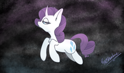 Size: 4400x2582 | Tagged: safe, artist:tkshoelace, rarity, pony, unicorn, g4, chest fluff, ear fluff, eyelashes, floating, horn, lidded eyes, solo, space