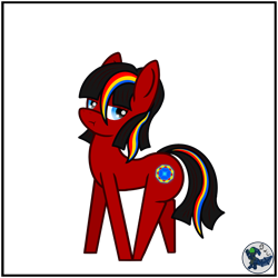 Size: 2000x2000 | Tagged: safe, artist:dice-warwick, oc, oc only, oc:glittering matrix, earth pony, fallout equestria, female, mare, rainbow, red and black oc, simple background, solo, teenager, transparent background