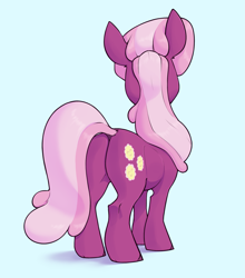 Size: 1679x1906 | Tagged: safe, artist:aquaticvibes, cheerilee, earth pony, pony, g4, blue background, butt, female, flowerbutt, mare, plot, rear view, simple background, solo