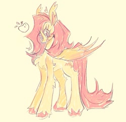 Size: 923x894 | Tagged: safe, artist:mekmarchu, fluttershy, bat pony, pony, g4, apple, bat ponified, bipedal, fangs, female, flutterbat, folded wings, food, mare, open mouth, open smile, pink mane, race swap, smiling, solo, wings