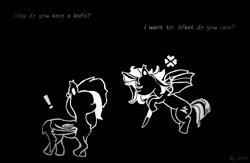 Size: 665x434 | Tagged: safe, artist:dpg, oc, oc only, oc:rescue mushroom, oc:thunder blaze, bat pony, pony, depressed, simple background