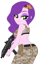 Size: 939x1562 | Tagged: safe, artist:edy_january, artist:philelmago, edit, vector edit, pipp petals, human, equestria girls, equestria girls specials, g4, g5, my little pony equestria girls: better together, adorapipp, adorasexy, army, belt, breasts, busty pipp petals, call of duty, call of duty: warzone, camouflage, cargo pants, clothes, cute, daaaaaaaaaaaw, delta forces, eyeshadow, female, gun, hnnng, jewelry, makeup, midriff, military, military uniform, pants, petite, scorpion evo.3, sexy, simple background, slender, soldier, solo, special forces, sports bra, submachinegun, sweet dreams fuel, teenager, thin, transparent background, trigger discipline, uniform, vector, vector used, weapon