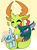 Size: 2750x3696 | Tagged: safe, artist:chaosimp2006, ocellus, pharynx, thorax, changedling, changeling, g4, blushing, cute, diaocelles, female, gradient background, happy, hug, king thorax, open mouth, open smile, pharynx is not amused, smiling, sweat, sweatdrop, thorabetes, unamused