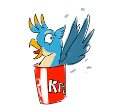 Size: 3200x2800 | Tagged: safe, artist:horsesplease, gallus, g4, clucking, gallus the rooster, gallusposting, insanity, kentucky fried gallus, kfc, simple background, solo, white background