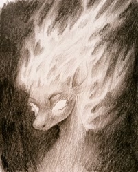 Size: 1695x2105 | Tagged: safe, artist:owl_clare, oc, oc only, pony, fiery mane, monochrome, solo, traditional art