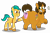 Size: 4350x2833 | Tagged: safe, artist:aleximusprime, hitch trailblazer, oc, oc:alex the chubby pony, earth pony, pony, g5, butt, commission, commissioner:sazerlite, duo, duo male, fine, huge butt, large butt, male, plot, ponysona, simple background, stallion, surprised, the ass was fat, the ass was too fat, ticket, transparent background