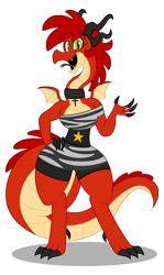 Size: 3000x5021 | Tagged: safe, artist:aleximusprime, oc, oc only, oc:starr, oc:sterrdergon, dragon, anthro, christianity, clothes, cross, cross necklace, crucifix, curvy, dragon oc, dragoness, dragonsona, female, happy, jewelry, long tail, necklace, non-pony oc, simple background, small wings, smiling, solo, stars, tail, thighs, thunder thighs, tongue out, transparent background, waving, wide hips, wings