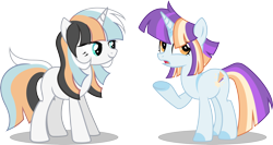 Size: 5984x3179 | Tagged: safe, artist:kojibiose, oc, oc only, pony, unicorn, g4, absurd resolution, duo, female, horn, mare, simple background, transparent background, vector