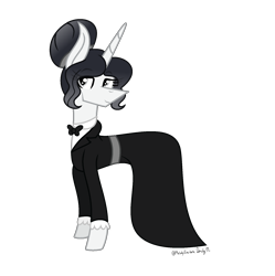 Size: 1660x1670 | Tagged: safe, artist:darbypop1, oc, oc only, oc:friday the 13th, unicorn, clothes, dress, female, horn, mare, simple background, solo, transparent background