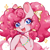 Size: 1500x1500 | Tagged: safe, artist:poyuewu, pinkie pie, earth pony, pony, g4, alternate hairstyle, blushing, bracelet, female, jewelry, mare, open mouth, simple background, solo, white background