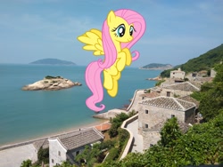 Size: 4096x3072 | Tagged: safe, anonymous editor, fluttershy, pony, g4, flying, irl, lienchiang, matsu islands, outdoors, photo, ponies in real life, solo, taiwan