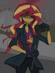 Size: 3000x4017 | Tagged: safe, artist:willowcatkin, sunset shimmer, equestria girls, g4, female, hammer, sledgehammer