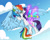 Size: 4153x3338 | Tagged: safe, artist:chub-wub, rainbow dash, rarity, pegasus, pony, unicorn, g4, my little pony: friendship is magic, sonic rainboom (episode), 2022, backwards cutie mark, bedroom eyes, blushing, butt, butterfly wings, chest fluff, cloud, colored wings, duo, duo female, eye contact, eyeshadow, female, floppy ears, flying, glimmer wings, gossamer wings, horn, lesbian, lidded eyes, looking at each other, looking at someone, makeup, mare, multicolored wings, old art, open mouth, outdoors, plot, rainbow wings, rearity, ship:raridash, shipping, sky, spread wings, tail, wings