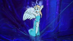 Size: 1192x670 | Tagged: safe, artist:namyg, alicorn, pony, beautiful, clothes, disney, dress, elsa, female, frozen (movie), let it go, mare, ponified, solo