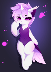 Size: 3166x4475 | Tagged: safe, artist:empress-twilight, oc, oc only, oc:elytra, changedling, changeling, changedling oc, changeling oc, cheek fluff, commission, ear fluff, female, gradient background, solo, white changeling, ych result