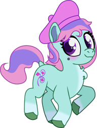 Size: 638x834 | Tagged: safe, artist:prixy05, ivy, earth pony, pony, series:magic forest, g2, beret, female, filly, foal, hat, running, simple background, solo, transparent background, vector