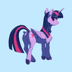 Size: 2500x2500 | Tagged: safe, artist:y_a_h_z, twilight sparkle, alicorn, pony, g4, blue background, simple background, solo, twilight sparkle (alicorn)