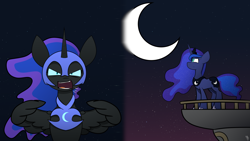 Size: 5120x2880 | Tagged: safe, artist:japkozjad, nightmare moon, princess luna, alicorn, g4, balcony, moon, night, stars