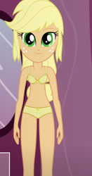 Size: 490x936 | Tagged: safe, artist:qbert2kcat, applejack, human, equestria girls, g4, clothes, female, indoors, solo, underwear