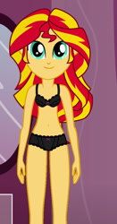 Size: 490x936 | Tagged: safe, artist:qbert2kcat, sunset shimmer, human, equestria girls, g4, clothes, female, indoors, solo, underwear