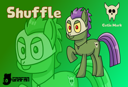 Size: 2000x1371 | Tagged: safe, artist:gradiusfanatic, oc, oc only, oc:shuffle, earth pony, earth pony oc, gradient background, male, skull, solo, tribal pony, zoom layer