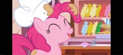 Size: 1600x720 | Tagged: safe, pinkie pie, earth pony, g4, chef, eyes closed, female